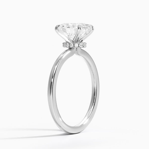 橢圓形秘密光環鑽石訂婚戒指【淨戒托】 - EC105O