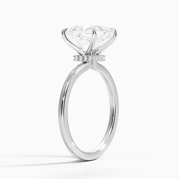 Princess Secret Halo Diamond Engagement Ring [Setting Only] - EC105Pr With 0.77 Carat Princess Shape Lab Diamond