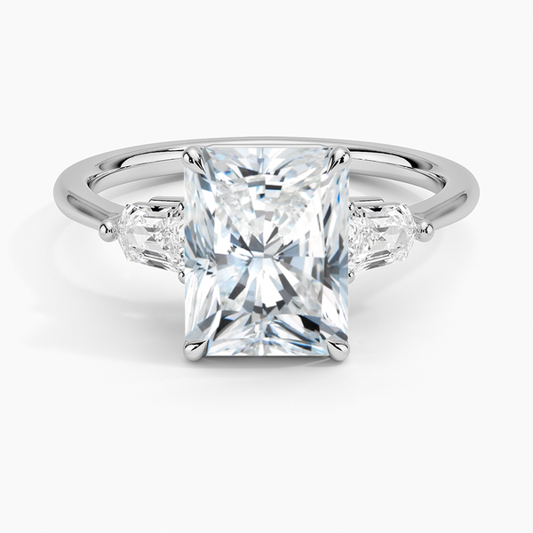 Bullet Shape Three Stone Diamond Engagement Ring [Setting Only] - EC128R