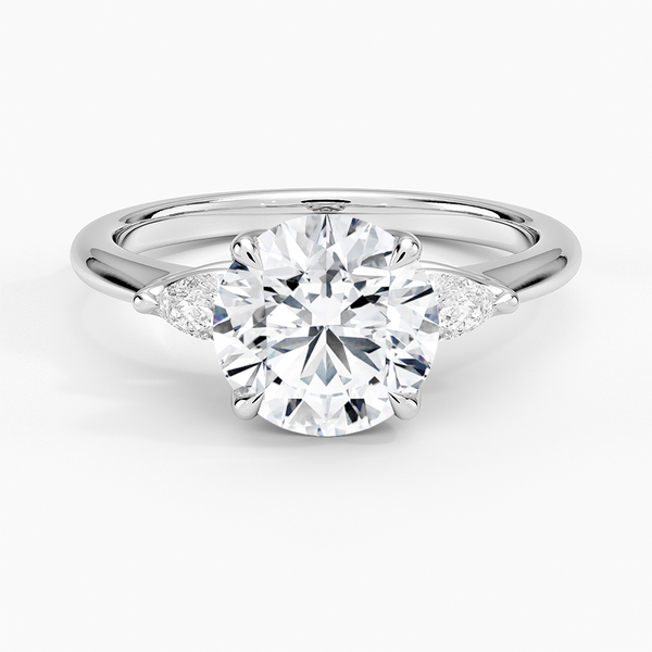 Petite Fleur Three Stone Diamond Engagement Ring [Setting Only] - EC127