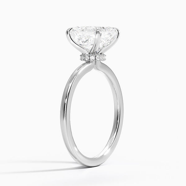 上丁方形秘密光環鑽石訂婚戒指【淨戒托】 - EC105A
