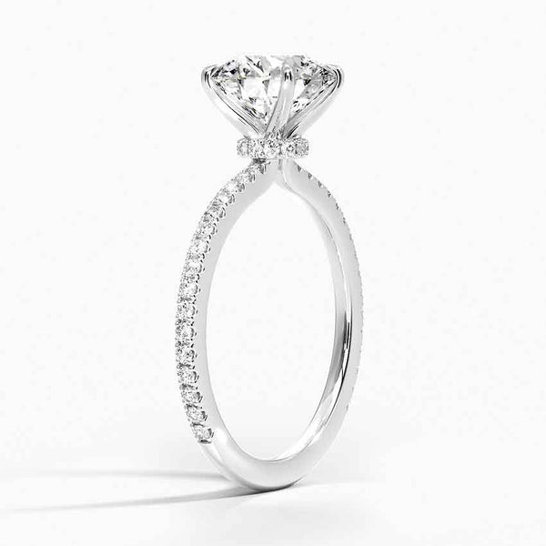 圓形半鑽石訂婚戒指 [僅限鑲嵌] - EC110