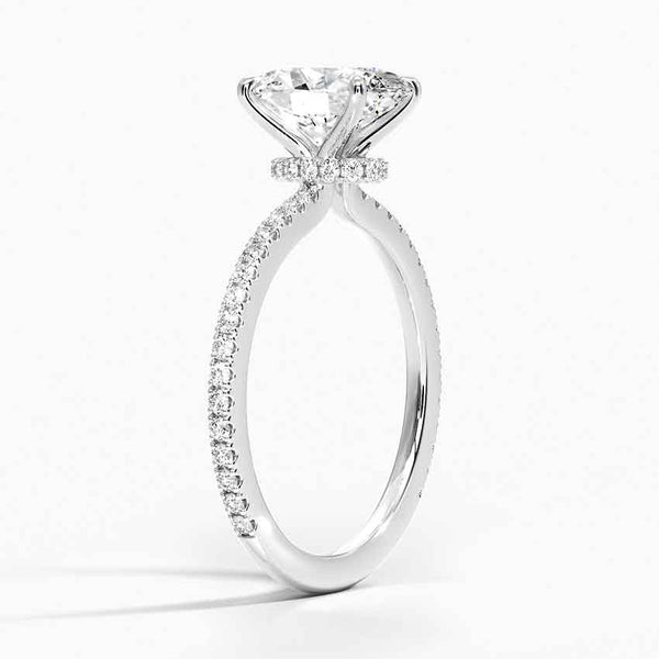 橢圓形半鑽石訂婚戒指 [僅限鑲嵌] - EC110O
