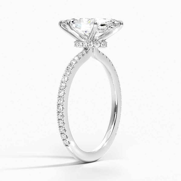 欖尖形半鑽石訂婚戒指 [僅限鑲嵌] - EC110M