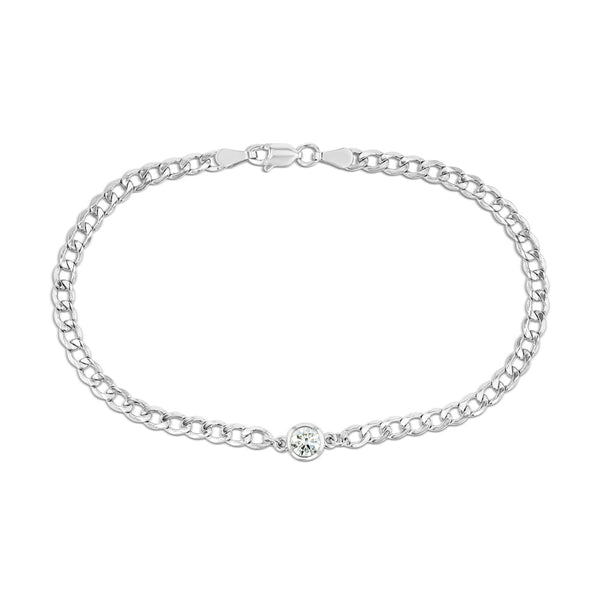 Diamond Bezel Curb Chain Bracelet