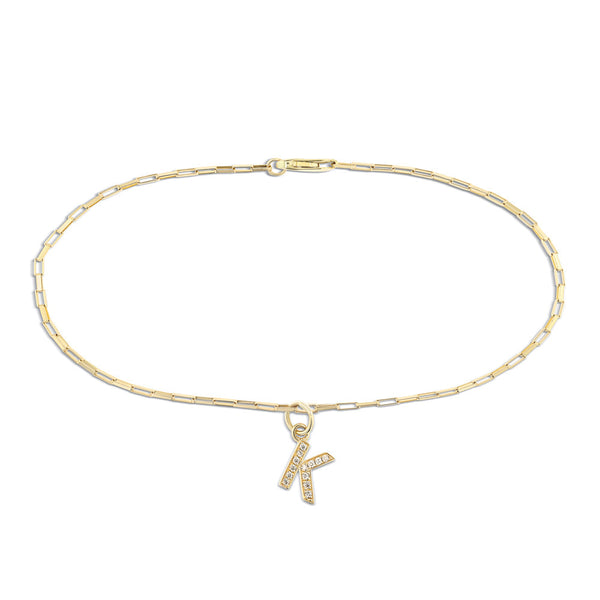 Elongated Box Chain Initial Bracelet