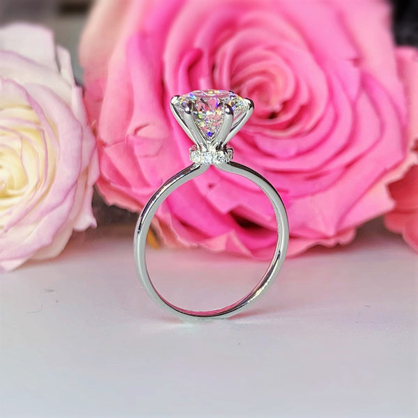 Floral Hidden Halo Diamond Engagement Ring [Setting Only] - EC104 With 2.7 Carat Round Shape Lab Diamond