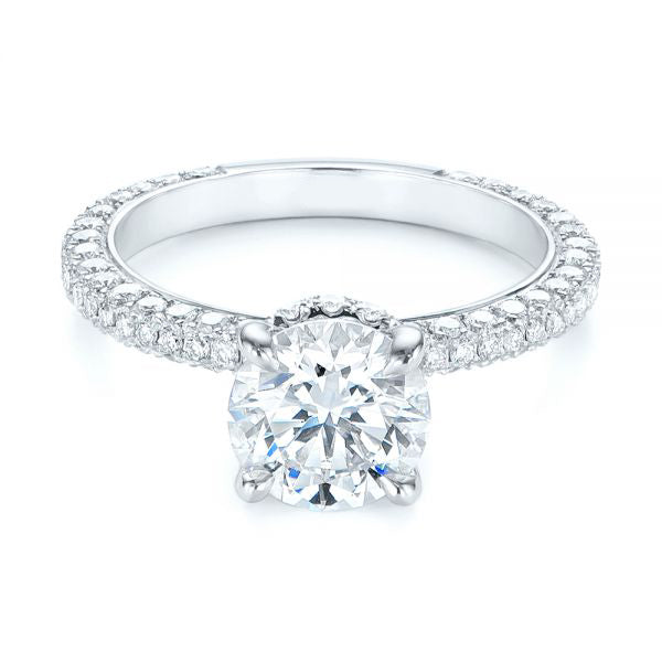 Pave Diamond Hidden Halo Engagement Ring - EC059 With 3.06 Carat Round Shape Natural Diamond