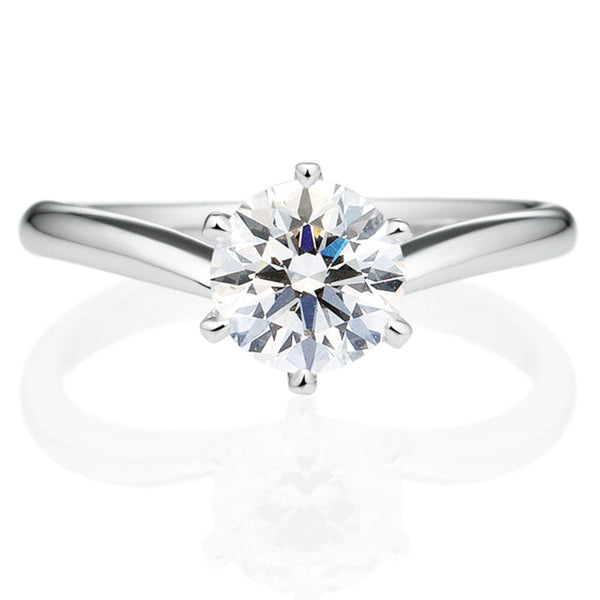 Six Prong Solitaire V Shape Round Brilliant Engagement Ring [Setting Only] - EC006 With 0.71 Carat Round Shape Lab Diamond