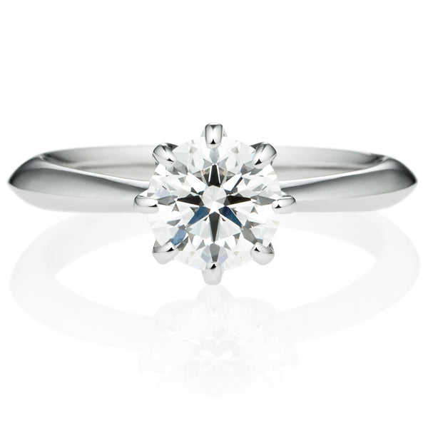 Six Prong Solitaire Round Brilliant Engagement Ring [Setting Only] - EC008 With 0.16 Carat Round Shape Natural Diamond