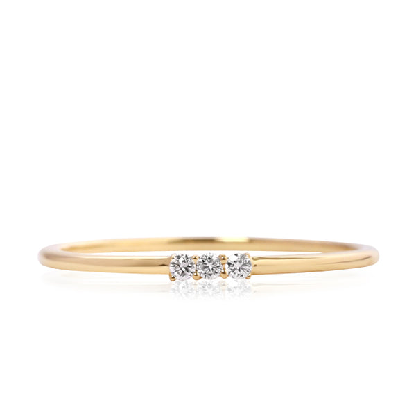 18K Light Luxury Three Stone Diamond Ring - LR12 - Roselle Jewelry