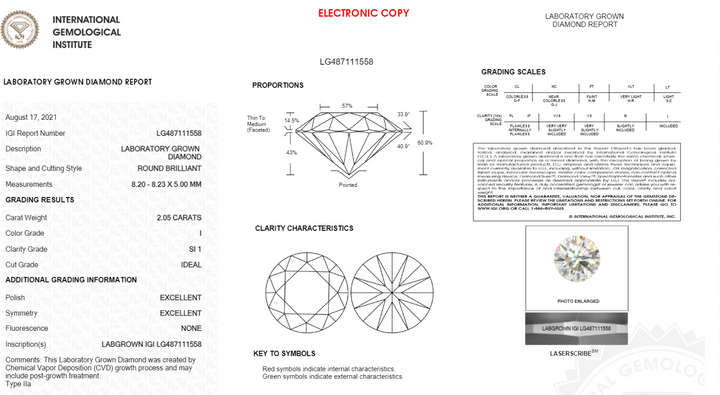 2.05CT Round I SI1 ID EX EX NONE - LG487111558 - Roselle Jewelry