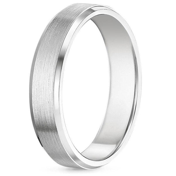 4mm Men's Beveled Edge Matte Wedding Ring - NM29 - Roselle Jewelry