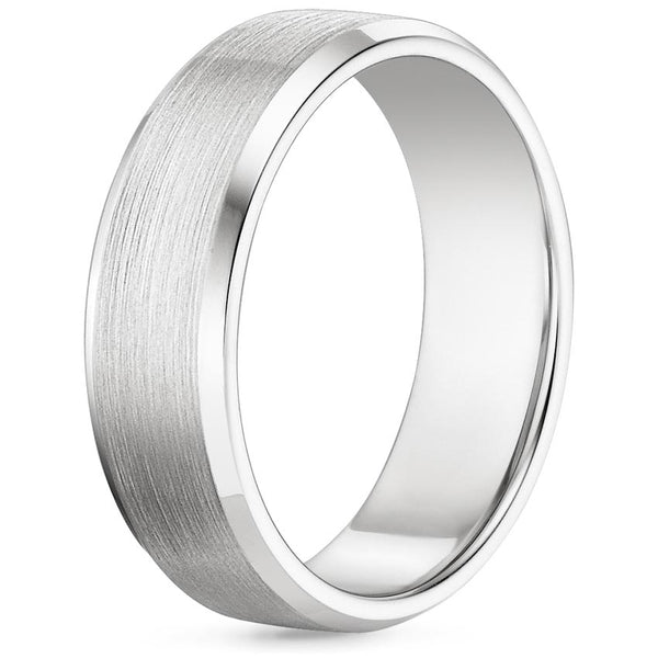 6.5mm Men's Beveled Edge Matte Wedding Ring - NM31 - Roselle Jewelry