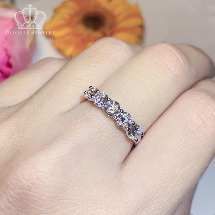 1.25CTW Five Stone Half Eternity Wedding Ring - LGR016 - Roselle Jewelry