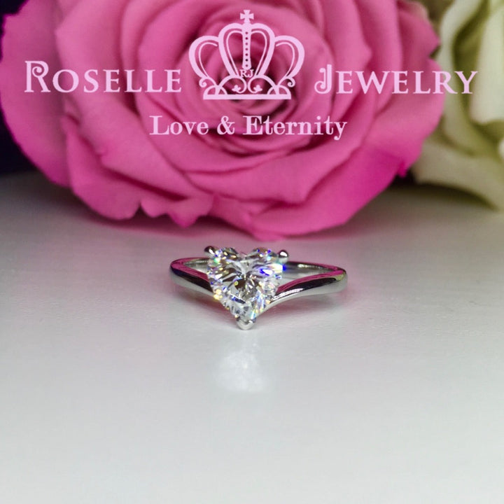 Heart Shape Solitaire Engagement Ring - T7A - Roselle Jewelry