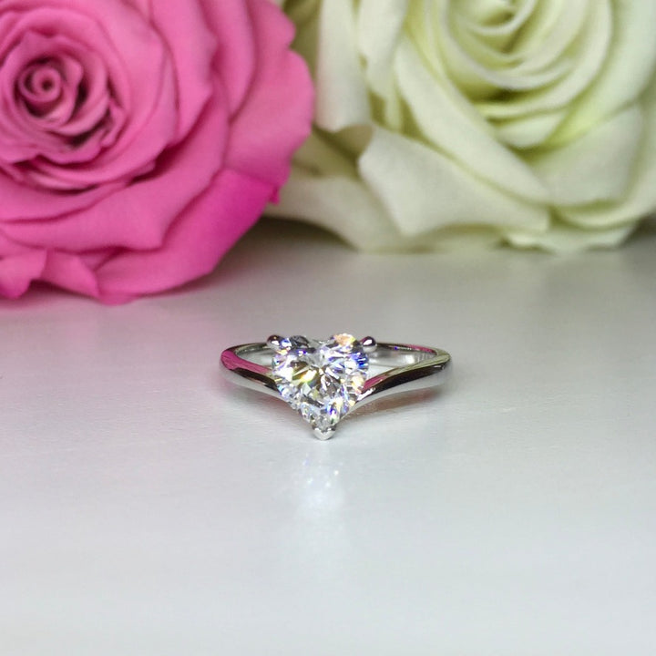 Heart Shape Solitaire Engagement Ring - T7A - Roselle Jewelry