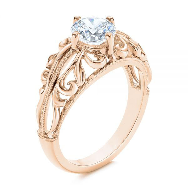 Vintage-inspired Filigree Diamond Solitaire Engagement Ring [Setting Only] - EC027 - Roselle Jewelry