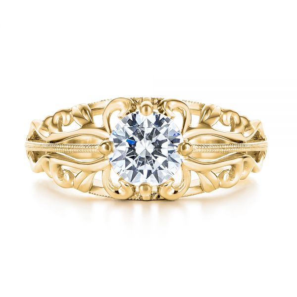 Vintage-inspired Filigree Diamond Solitaire Engagement Ring [Setting Only] - EC027 - Roselle Jewelry