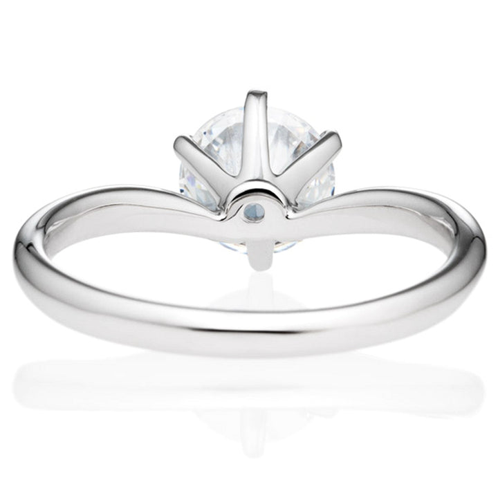 Six Prong Solitaire V Shape Round Brilliant Engagement Ring [Setting Only] - EC006 - Roselle Jewelry
